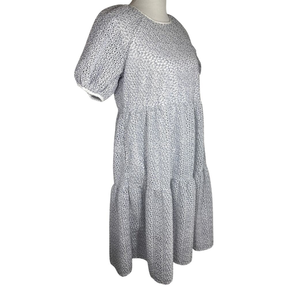 Everlane Tiered Eyelet Dress, Blue, White, Size Small - Picture 5 of 10